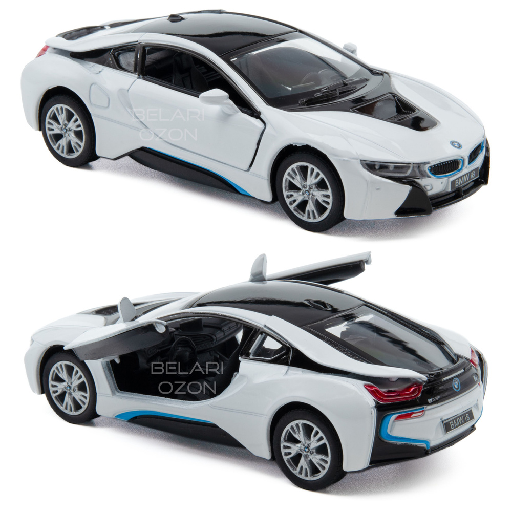 Машинка металлическая Kinsmart 1:36 BMW i8 (БМВ 8) KT5379D инерционная,  двери открываются / Белый - купить с доставкой по выгодным ценам в  интернет-магазине OZON (555054022)