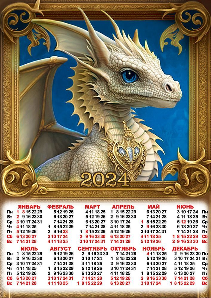Листовой календарь на 2024 год А2 Символ года. Портрет ПО-24-125 - купить  с доставкой по выгодным ценам в интернет-магазине OZON (1164708308)