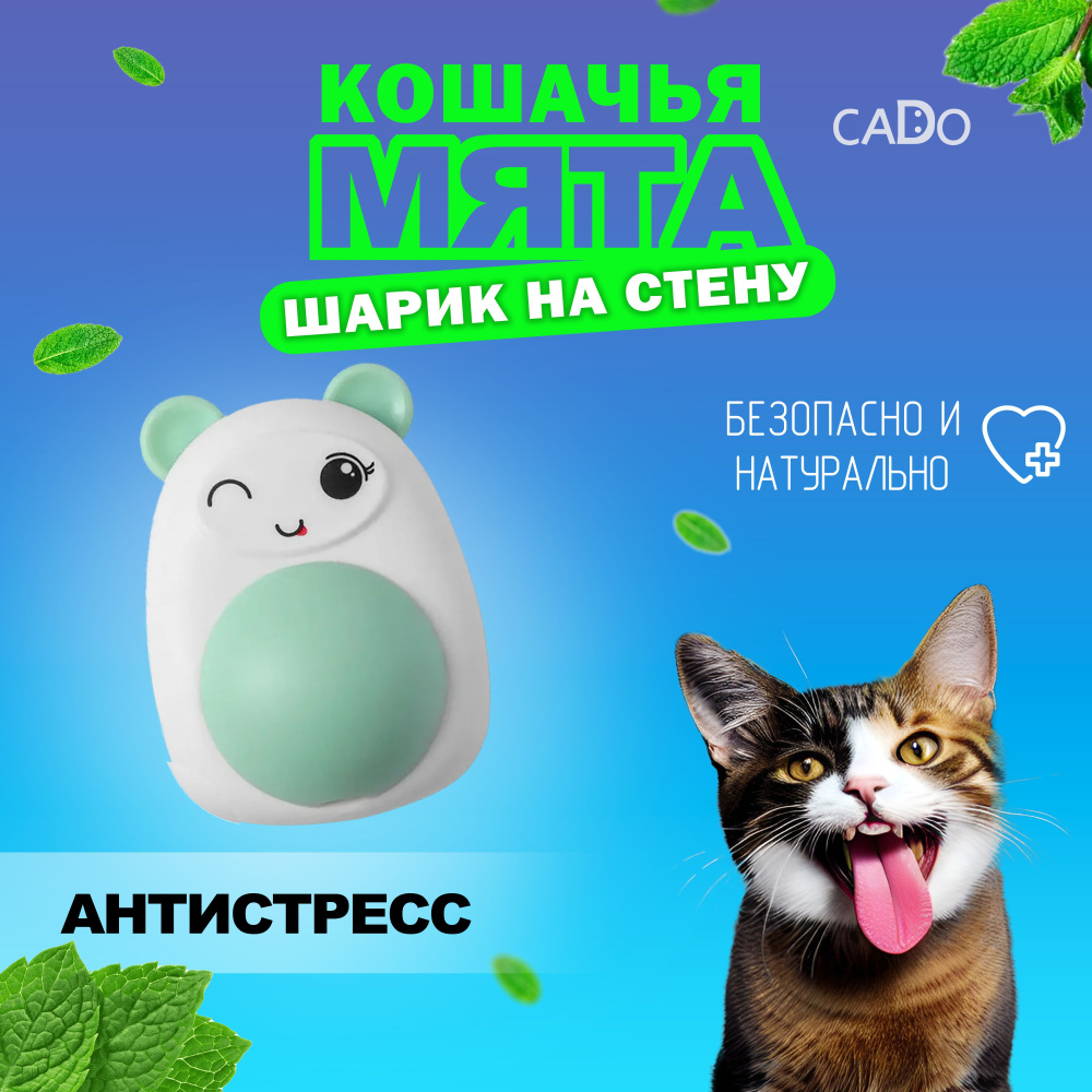 Кошачья мята / Конфета-шар с кошачьей мятой, Лакомство для кошек, Игрушка  для котят, Леденец для котов с витаминами