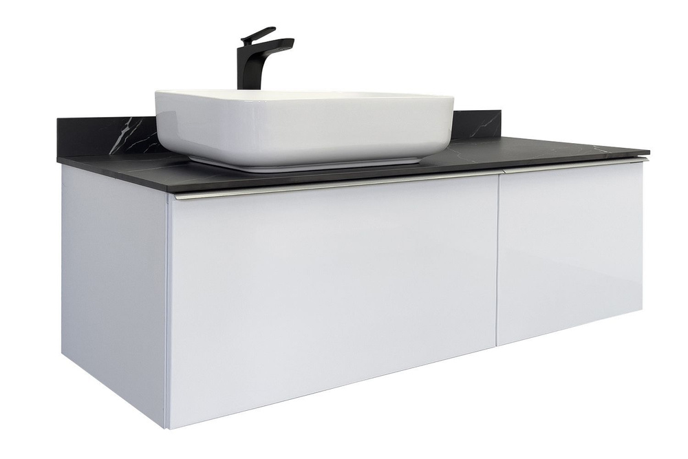 COMFORTY. Тумба-умывальник "Милан-120" белый глянец со столешницей под ...
