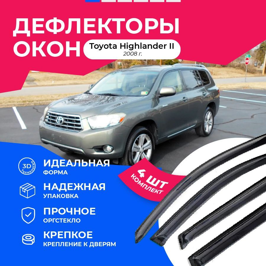 Дефлектор для окон Car Market f1004062 Highlander купить по выгодной цене в  интернет-магазине OZON (1056003991)