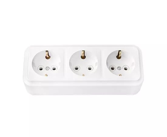 Розетка Bylectrica Пралеска накладная, 3-местная, белая, с заземлением ...