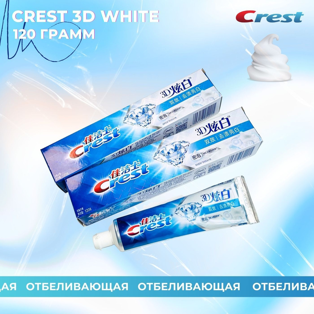 Зубная паста отбеливающая Crest 3D 120гр #1