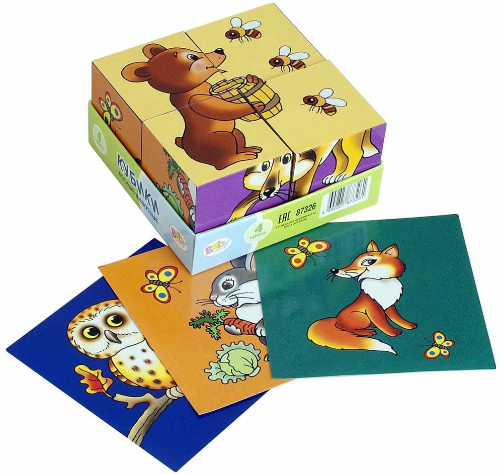 Кубики "Лесные животные" 4 кубика Baby Step - купить с доставкой по ...
