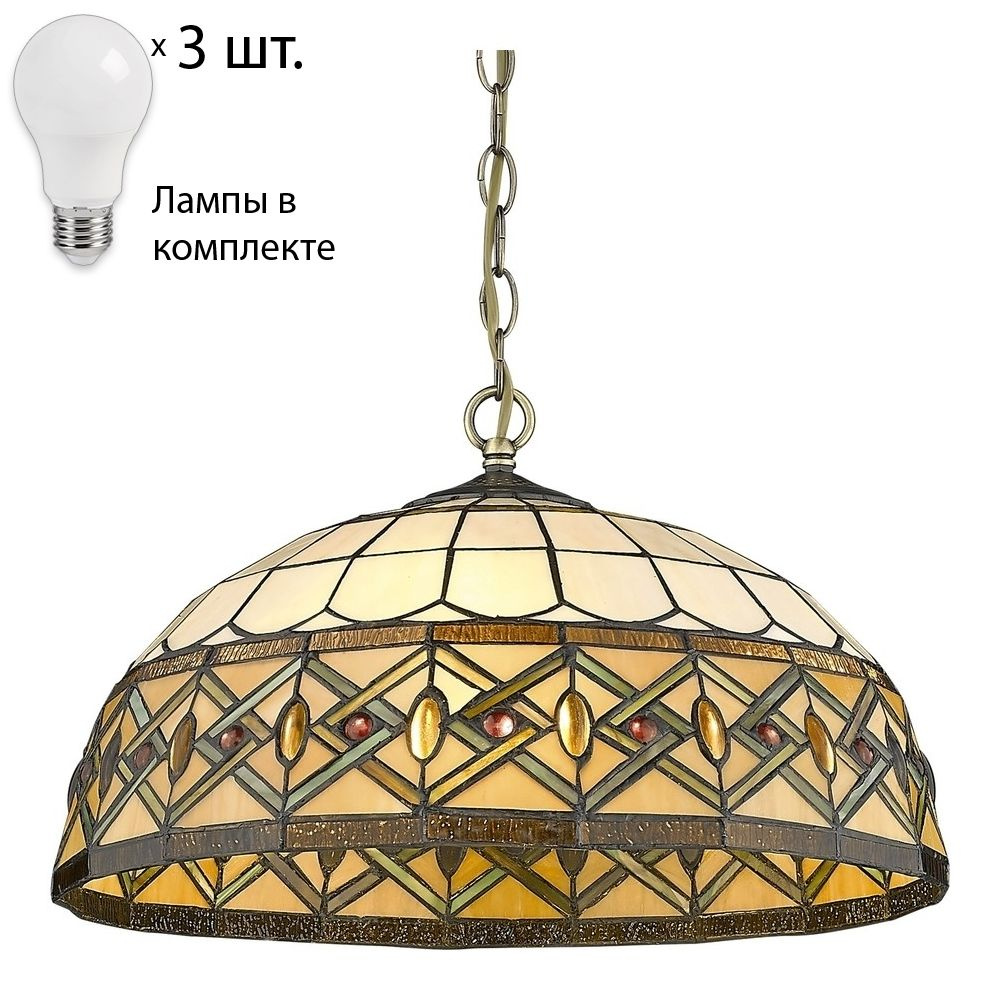 Светильник тиффани. Подвесной светильник с лампочками Velante 859-806-03+Lamps  #1