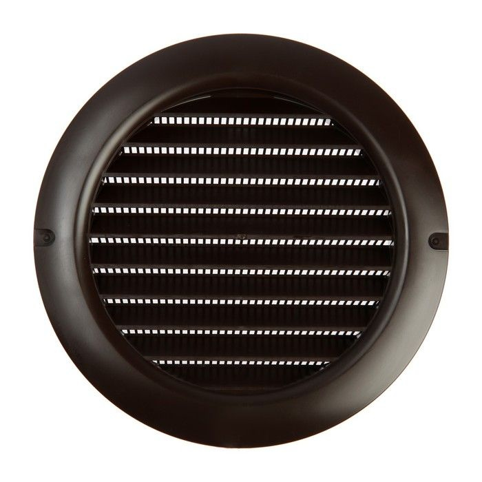 Решетка вентиляционная ZEIN, d 150 мм, круглая, с сеткой, фланец, неразъемная, коричневый  #1