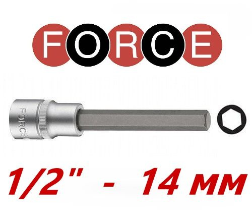 Головка-бита 1/2" шестигранник H14 мм длинная - 110 мм FORCE 34411014  #1