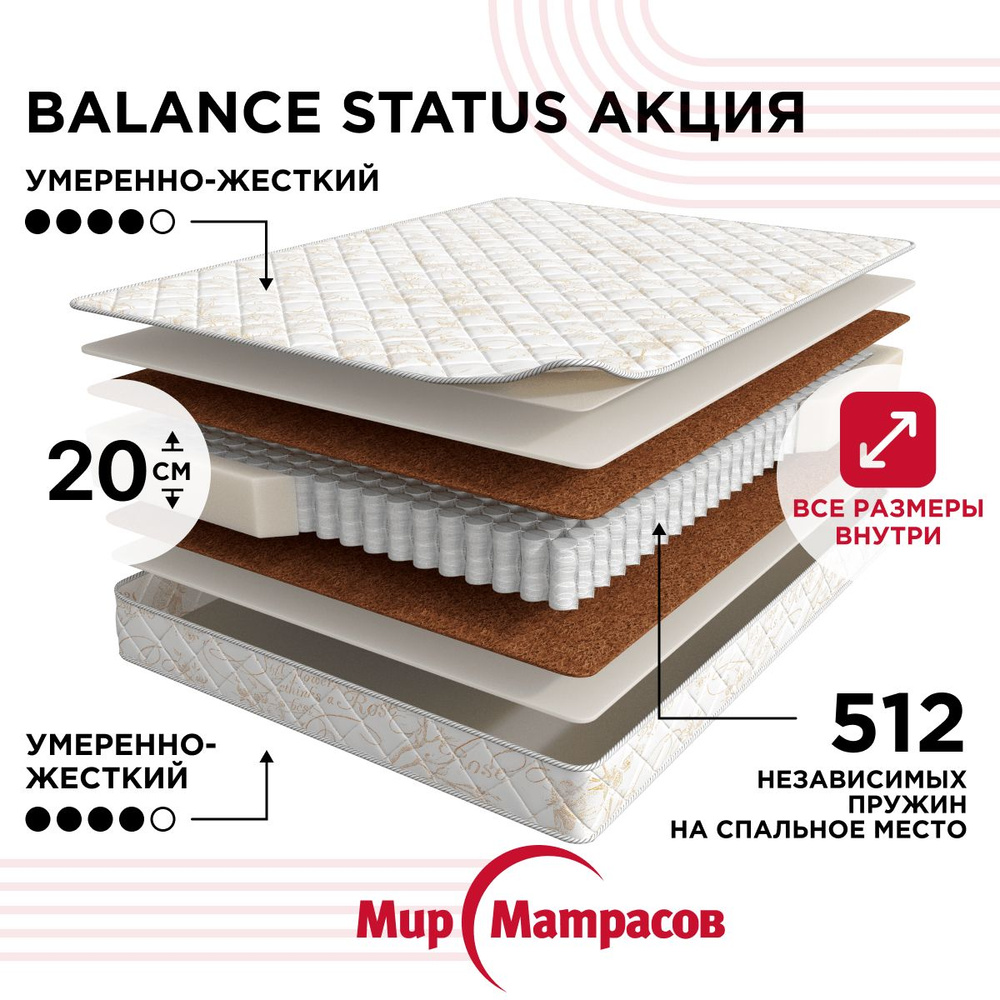 Матрас DreamSpace Balance-Statu, Независимые пружины, 80 - купить по  выгодной цене в интернет-магазине OZON (519252722)