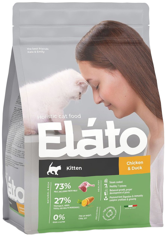 Корм Elato Holistic (беззерновой) для котят, с курицей и уткой, 1.5 кг  #1