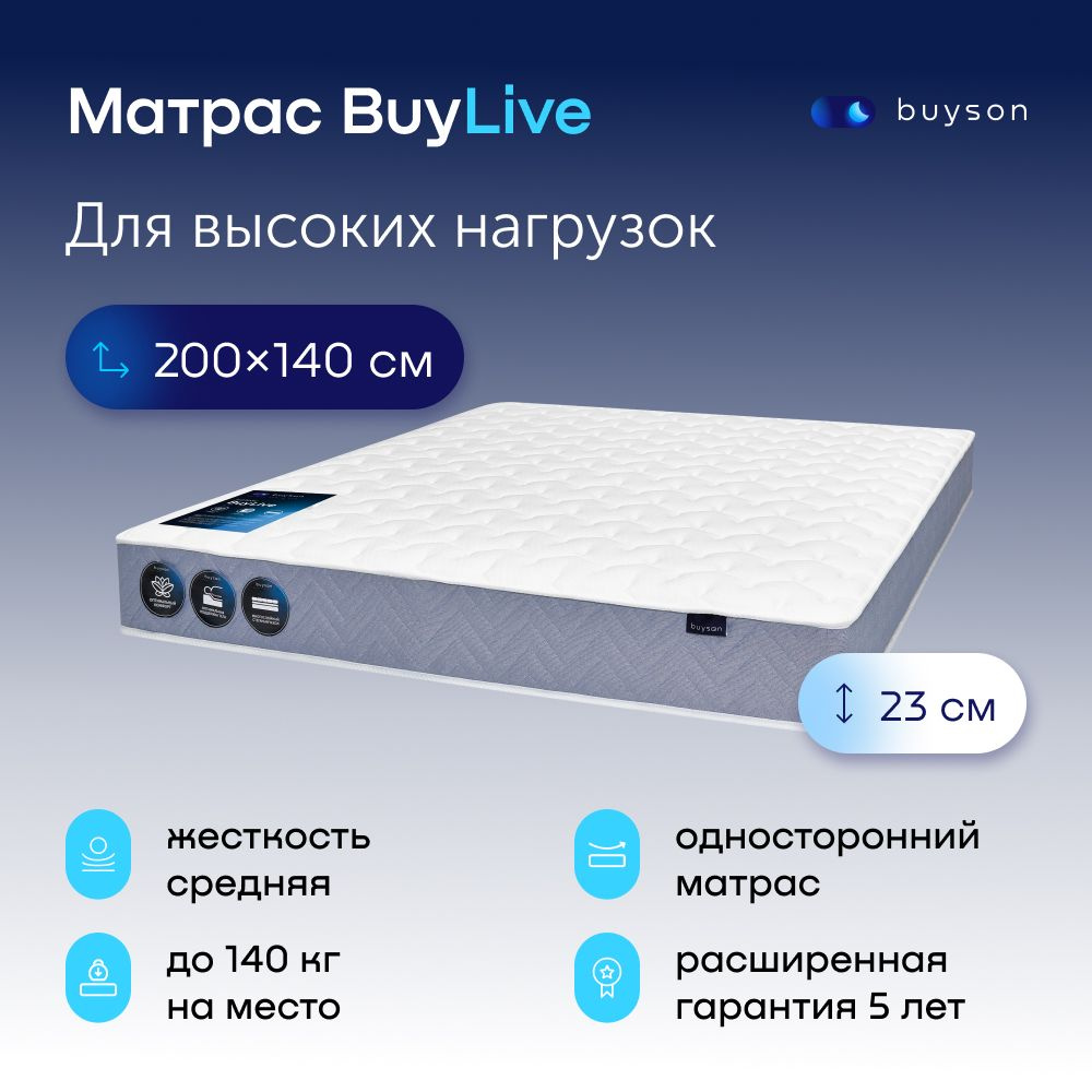 Матрас buyson Матрас_BuyLive, Независимые пружины, 140 - купить по выгодной  цене в интернет-магазине OZON (508837943)