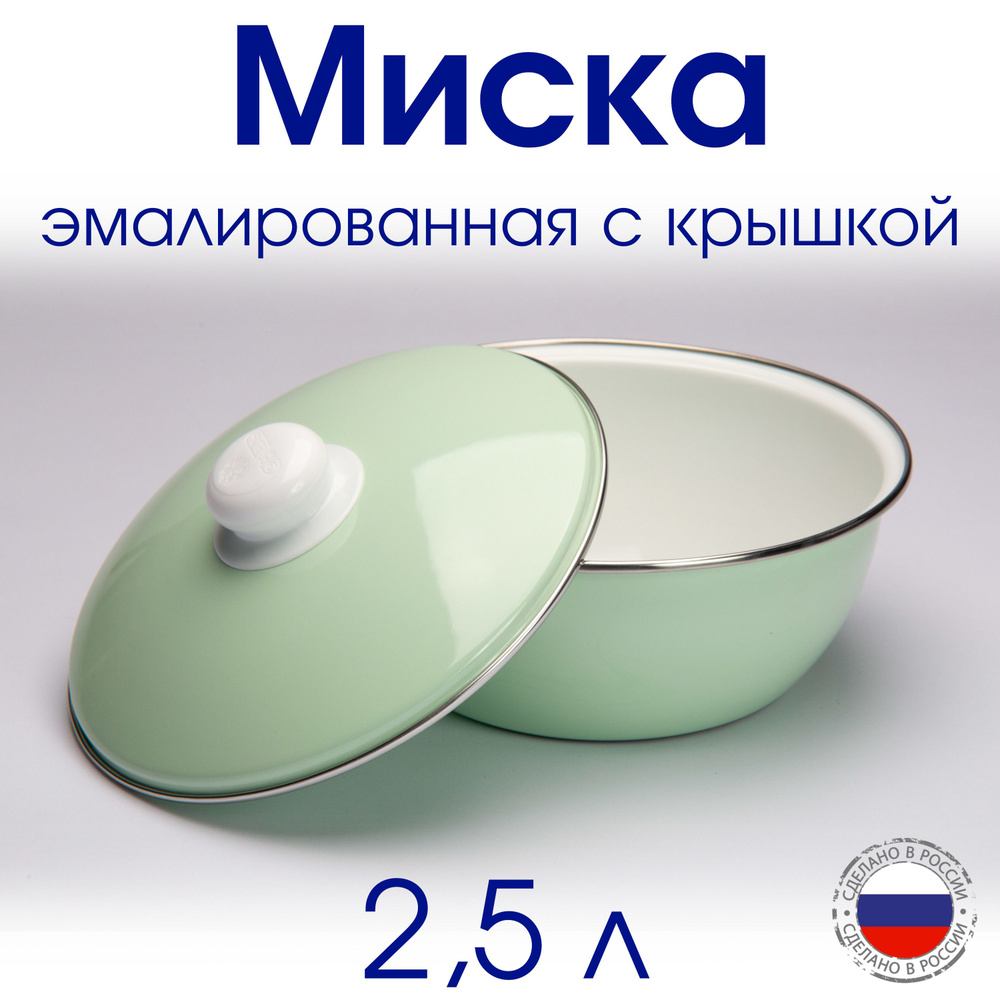 Миска 2,5 л эмалированная с ободком #1