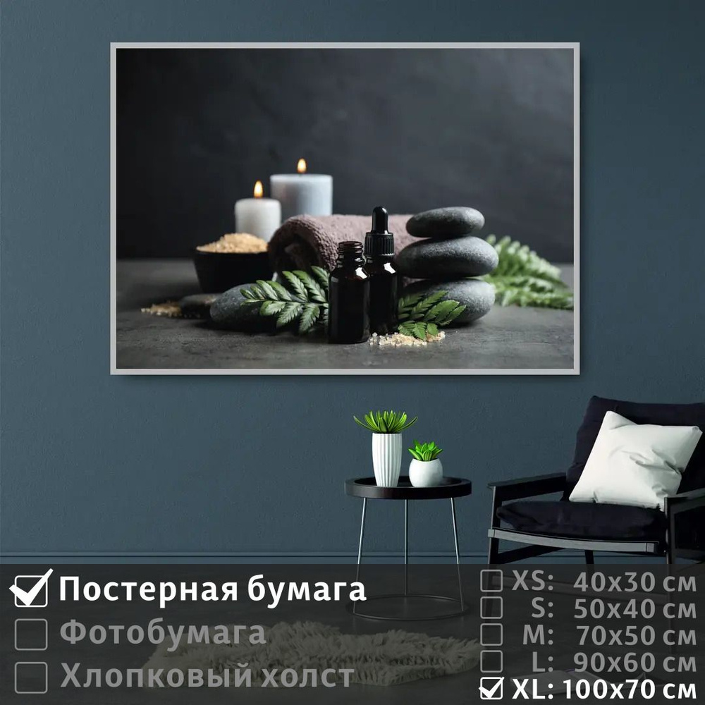 Постер на стену Набор Со Свечами Для Массажа В Спа Салон 100х70 см ПолиЦентр #1