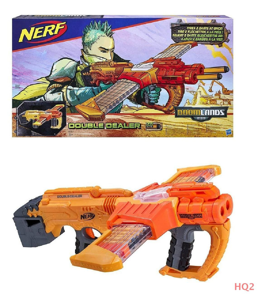 Бластер арбалет Нёрф с мягкими пулями и обоймой / Nerf Doomlands Double ...