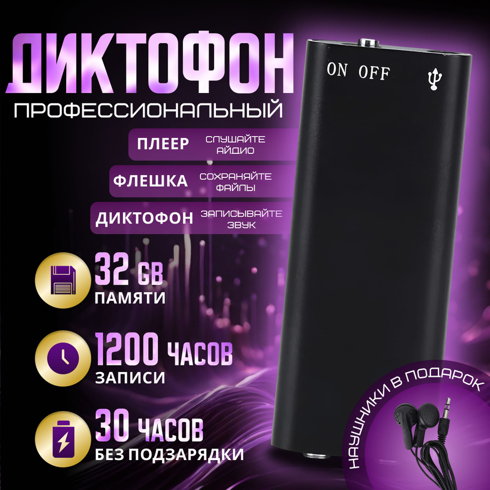 Диктофон Electric Haven Mini, MP3, WAV, 32 ГБ купить по выгодной цене в  интернет-магазине OZON (1383690239)