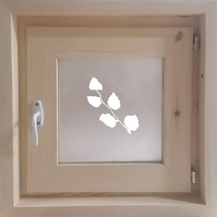 Окно для бани из массива 60*60см, матовое с рисунком #1