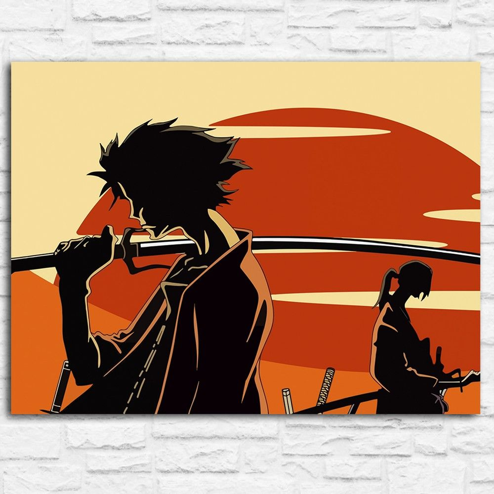 Картина по номерам на холсте аниме Самурай Чамплу (Mugen, Муген и Джин ...