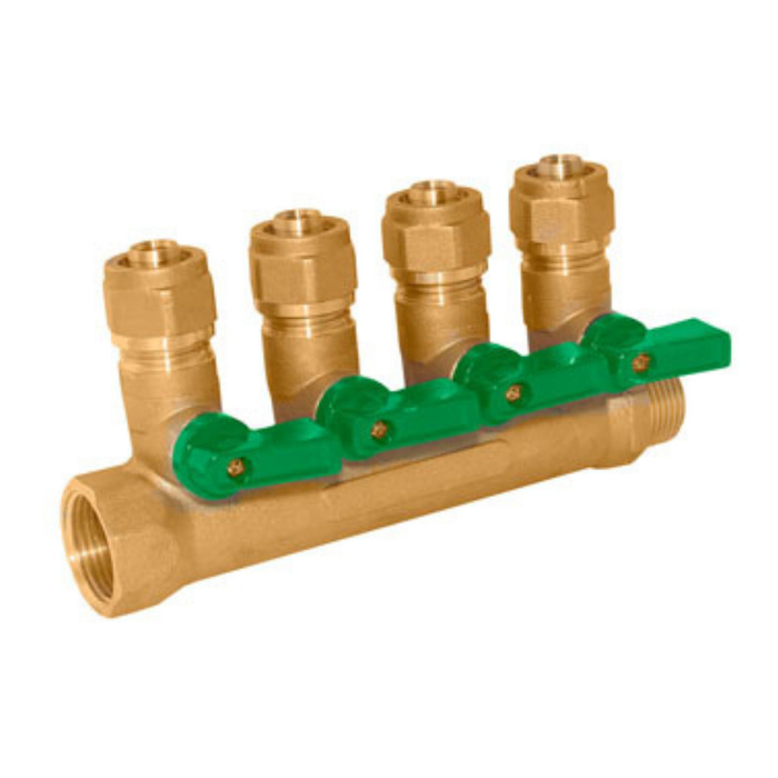 Распределительный коллектор 3/4' - (4 х 16 мм) с краном, коллектор для ...