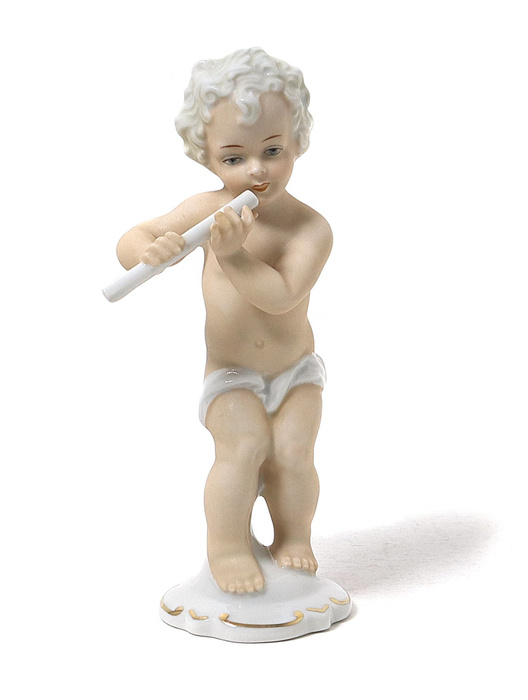 Фарфоровая фигура \"Путти играет на флейте\". Германия, Schaubach Kunst ...