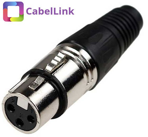 Разъем XLR (мама) гнездо 3 pin на кабель черный - купить с доставкой по ...