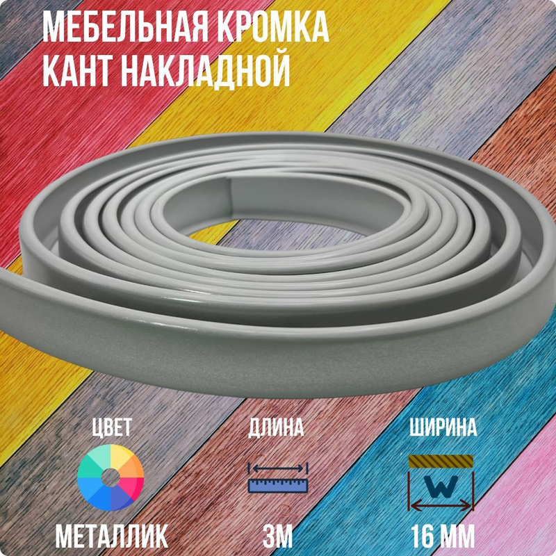 ПВХ металлизированный. Мебельная кромка ( 5метров), профиль ПВХ кант, накладной 20 мм.