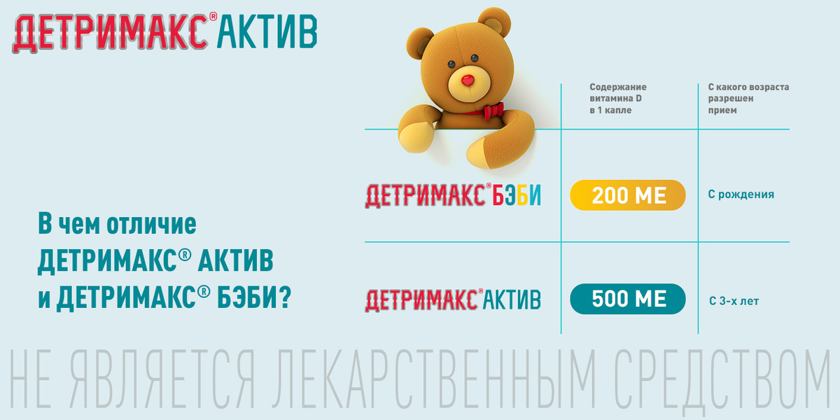 Детримакс Актив 500 МЕ, Витамин Д3 капли на масляной основе 30 мл ...