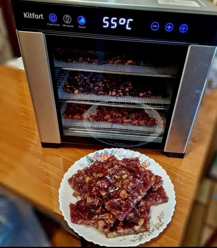 Дегидратор Kitfort КТ-1916, серый металлик, сушилка для овощей и ...