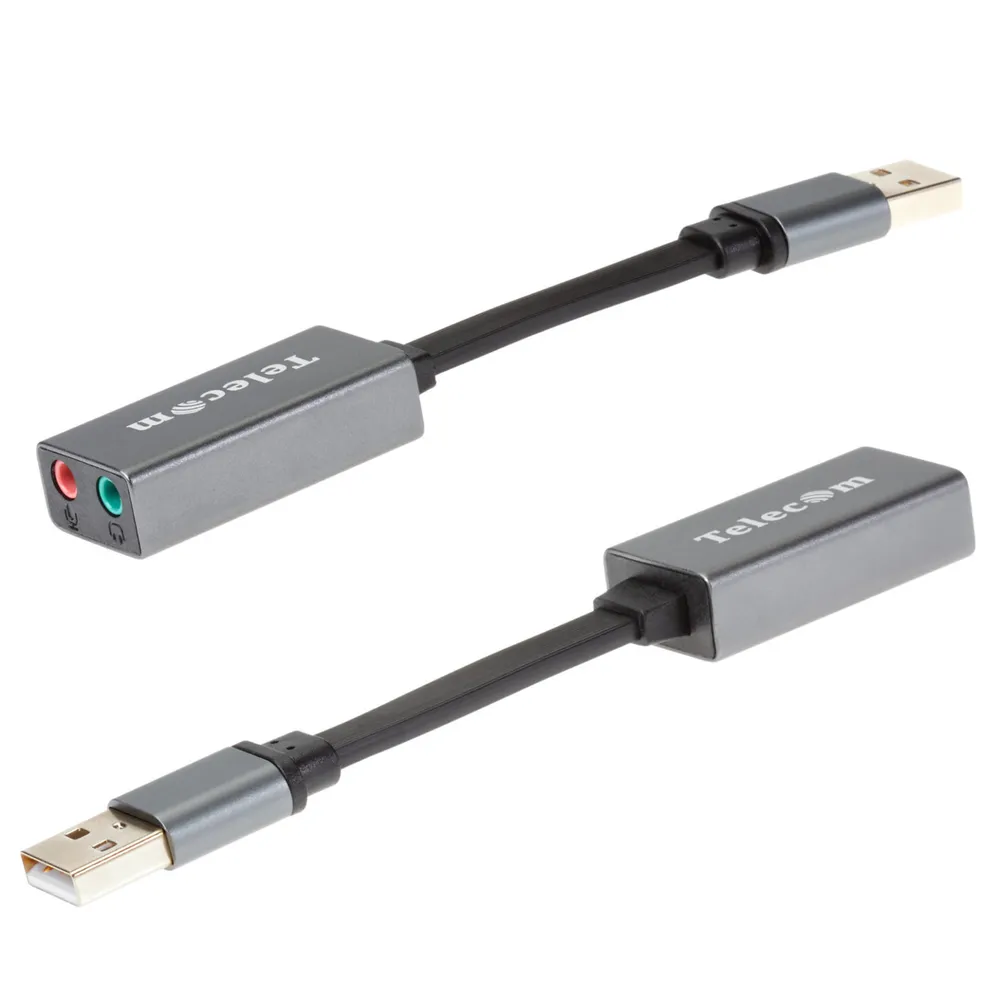 Внешняя звуковая карта USB TELECOM юсб переходник на Jack 3.5 джек для компьютера ноутбука ПК прослушивания музыки наушников микрофона (TA313U), вариант, фото 4