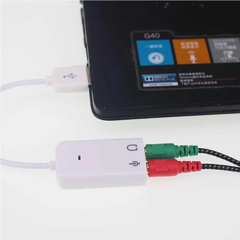 Звуковой адаптер - внешняя звуковая карта USB 3D 2.1/7.1-канальная, кабель, белый, белый, фото 2