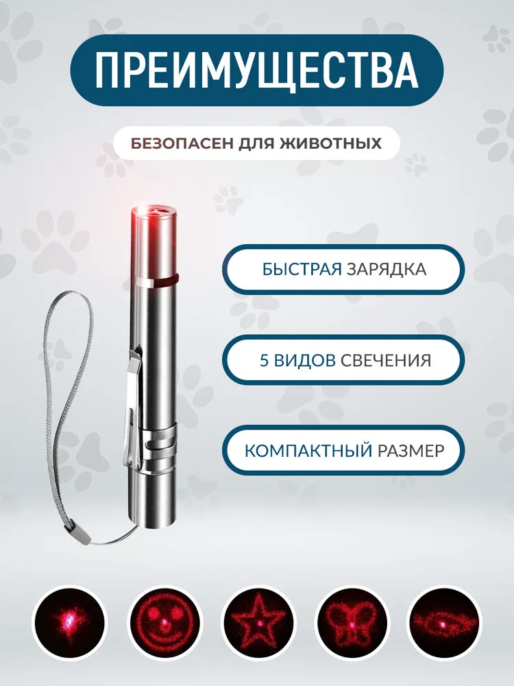 Лазерная указка AG Smart для кошек и собак, Лазер, УФ, Фонарик, с USB зарядкой, вариант, фото 2