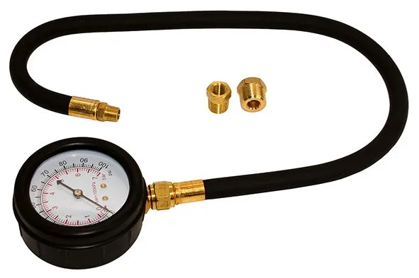 Тестер (измеритель) давления масла в двигателе 0-100 PSI комплект с адаптерами M1/8NPT, F1/8NPT*M1/4NPT, F1/8NPT*3/8NPT и шлангом AE&T, вариант, фото 2