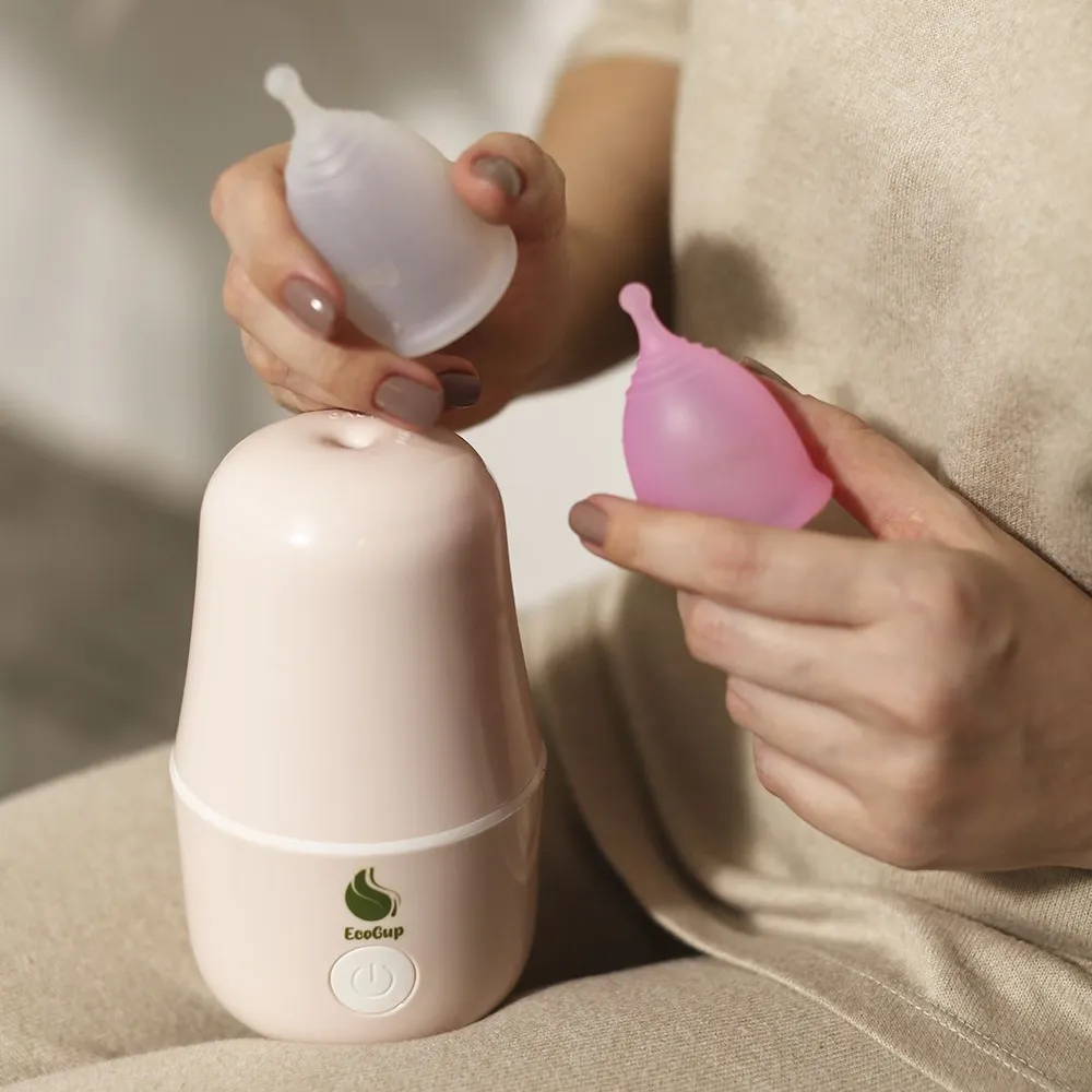 Менструальная чаша Ecocup (набор S, L размер) и стерилизатор косметический, вариант, фото 4