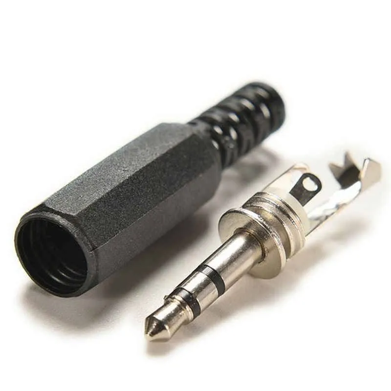 Разъем Mini Jack 3.5 мм штекер штырьевой GSMIN JS02 под пайку пластик на кабель 3pin, 2шт (Черный), 2 шт, фото 3