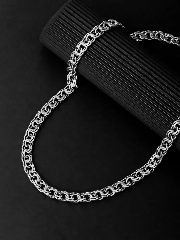 Цепочка серебряная 925 мужская бисмарк, цепь на шею, серебристый, фото 2