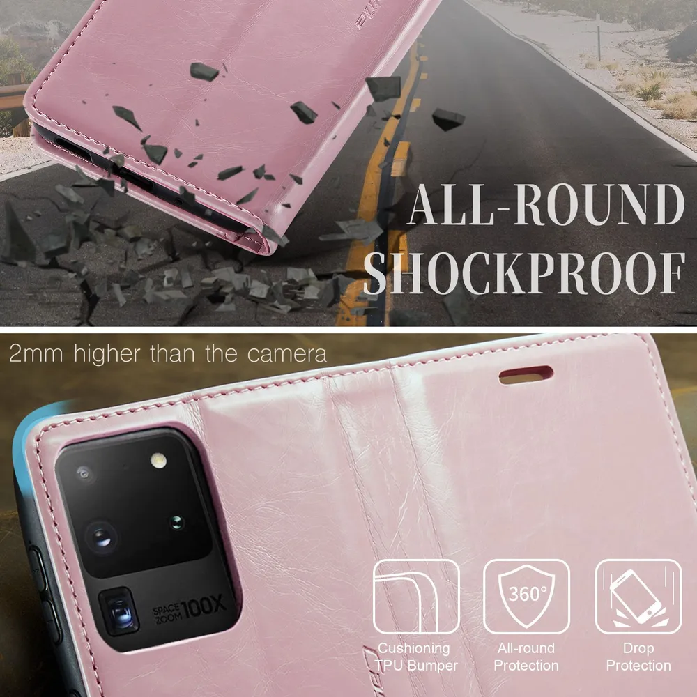 Caseme Кожаный книжка чехол для Samsung Galaxy S20 Ultra 6,9 дюйма с визитницей из экокожи, вариант, фото 4