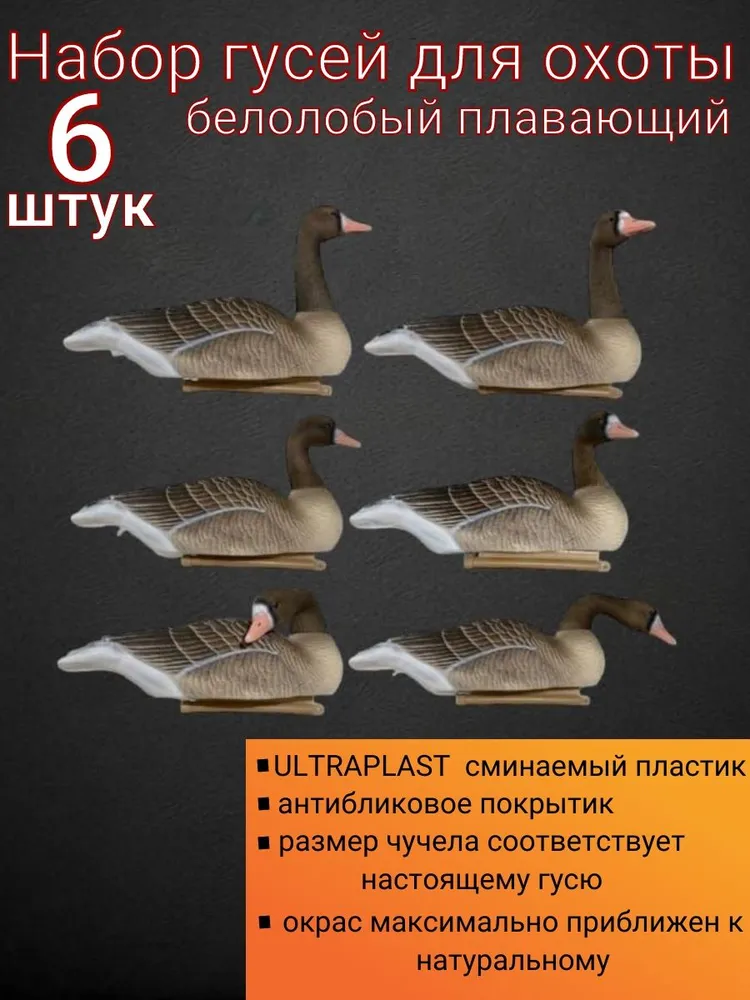 Чучело для охоты гусь белолобый плавающий, вариант