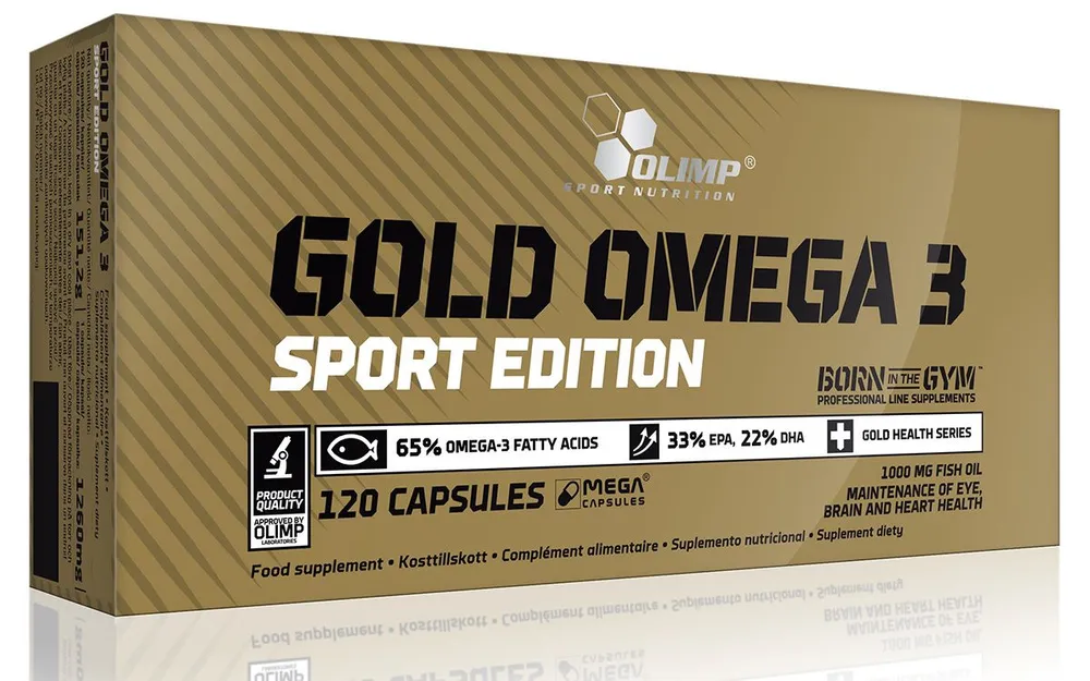 Gold Omega 3 Sport Edition Olimp (120 кап), золотой