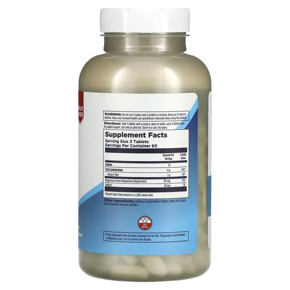 Магний бисглицинат, хелат KAL Magnesium Chelated Bisglycinate 315 мг 180 таблеток, вариант, фото 2