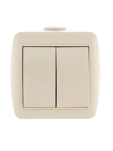 Lezard Nata Крем Выключатель 2-клавишный открытая установка (857999) 710-0300-101 - 1 шт