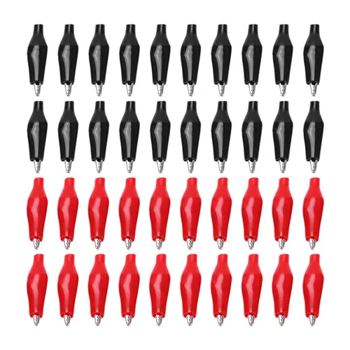 Крокодилы для проводов, 20 шт, аккумуляторные зажимы, красные и черные, для авто, электрических приб