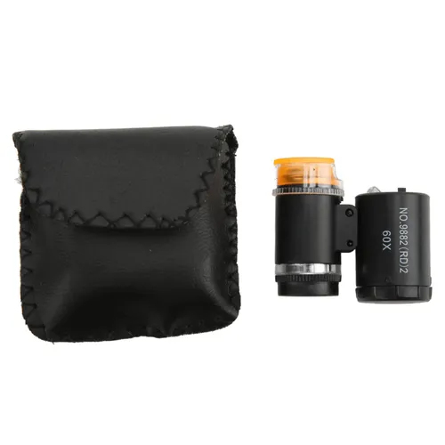 Портативный мини-микроскоп с УФ-лампой для проверки денег и встроенным аккумулятором 9882(RD)2 черны