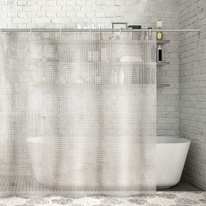 Доляна Штора для ванной виниловая, высота 180 см, ширина 180 см.