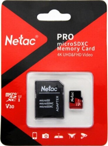 NetacExtremePRO128ГБКартапамятиmicroSDHC,садаптером,NT02P500PRO-128G-R,черная