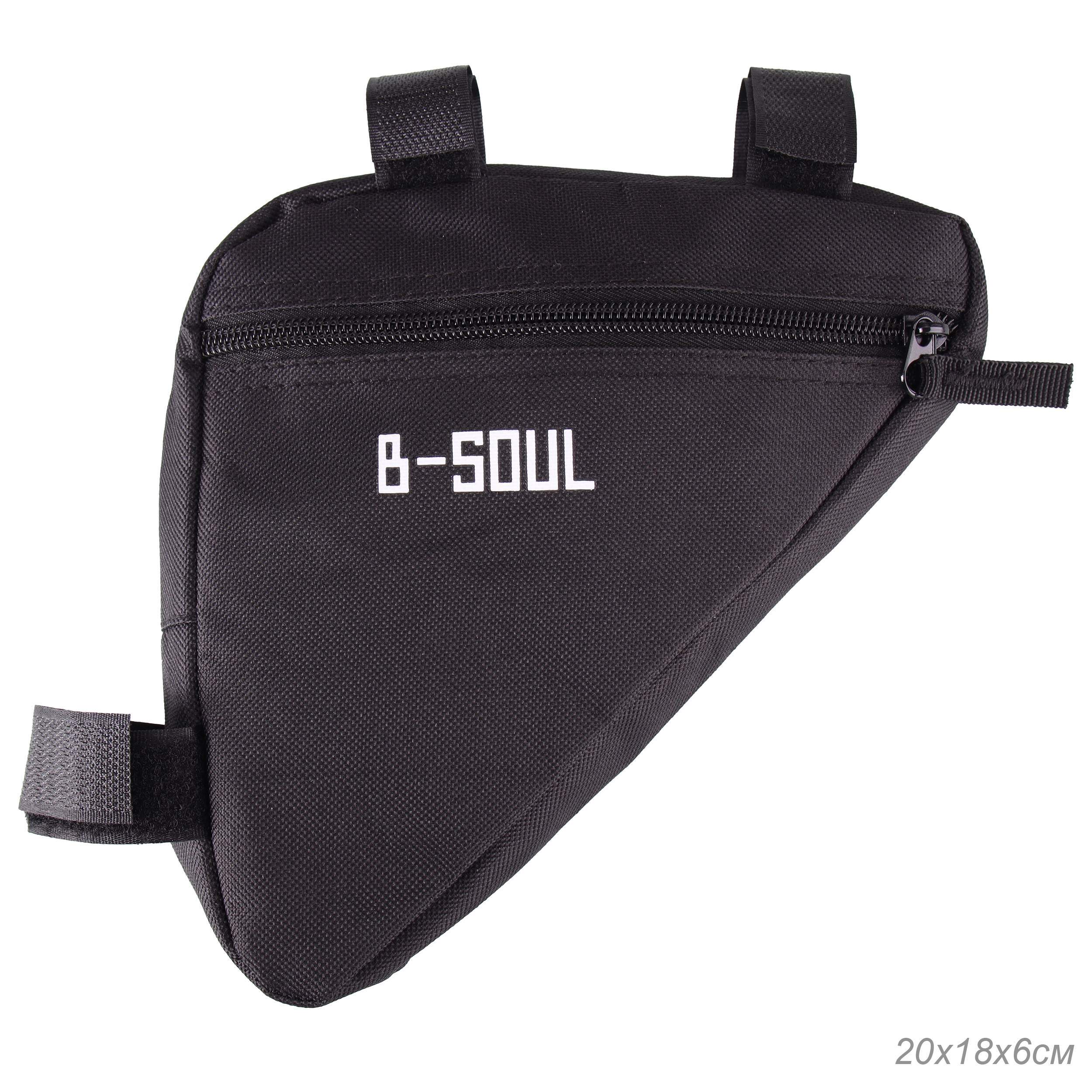 Сумка велосипедная подрамная BICYCLE SOUL, с боковой молнией, крепление velcro, 20 х 18,5 х 4 см, чёрная Сумка велосипедная подрамная BICYCLE SOUL, с боковой молнией, крепление velcro, 20 х 18,5 х 4 см, чёрная