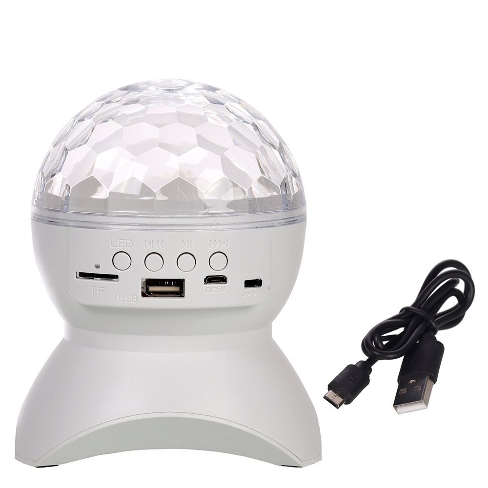 Настольный проектор дискошар LED, Bluetooth, USB, FT-слот, белый