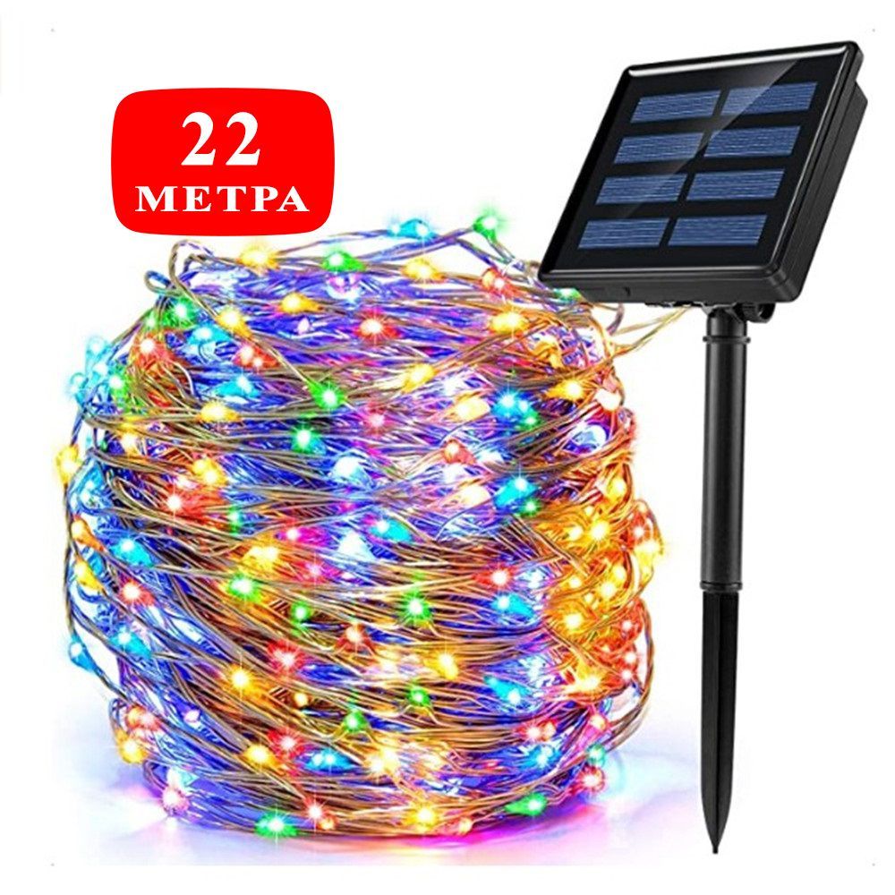 Гирлянда на солнечных батареях уличная , 22 м / Светодиодная садовая ...