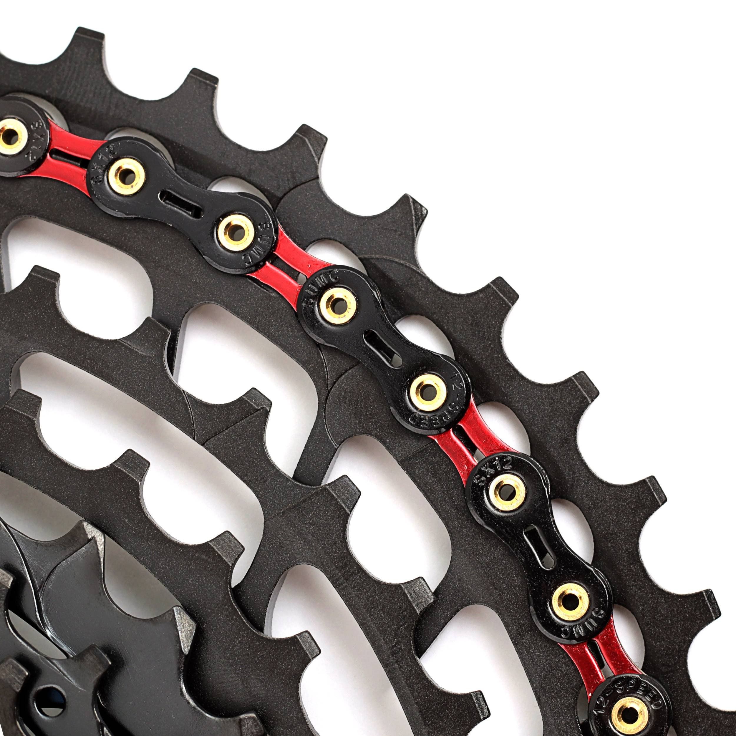 Велосипедная цепь SUMC 12 speed SX12SL Black Red 1/2 Велосипедная цепь SUMC 12 speed SX12SL Black Red 1/2