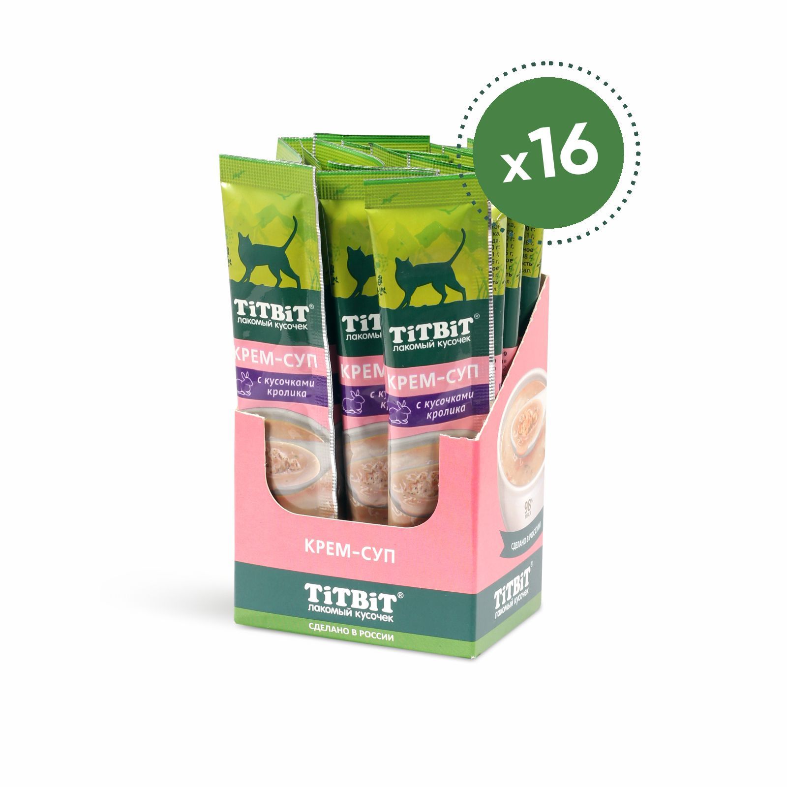 Лакомство для кошек TiTBiT Крем-суп с кусочками кролика, 10г х 16 шт ...