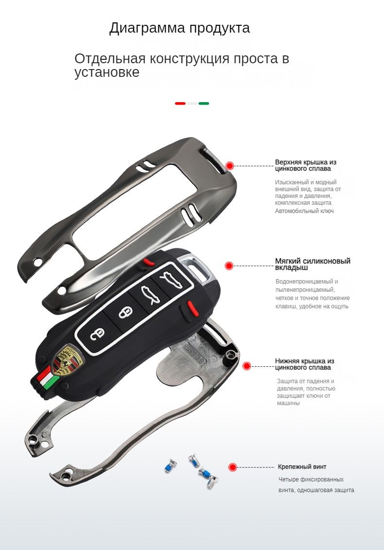 Высококачественный металлический сплав + светящийся чехол для ключей  автомобиля для Porsche Cayenne Panamera Macan 911 718 - купить с доставкой  по выгодным ценам в интернет-магазине OZON (1276328022)