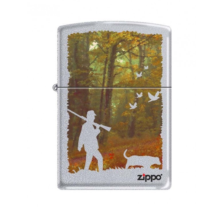 Зажигалка бензиновая ZIPPO Осенняя охота Satin Chrome #1