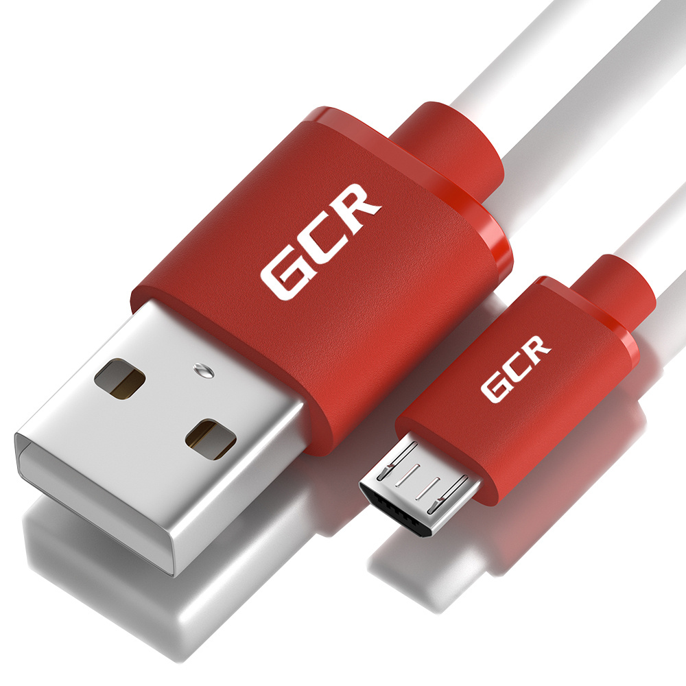 Короткий кабель для зарядки от повербанка USB micro GCR для Samsung Xiaomi  Huawei 50 см 2.4A белый провод micro USB